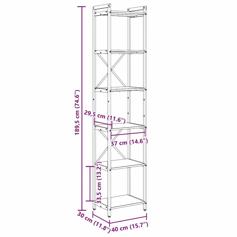 Casa si Gradina - Mobilier - Biblioteci si rafturi - Biblioteci - Biblioteca Stejar afumat 40 x 30 x 188 cm Lemn compozit - Infinity.ro