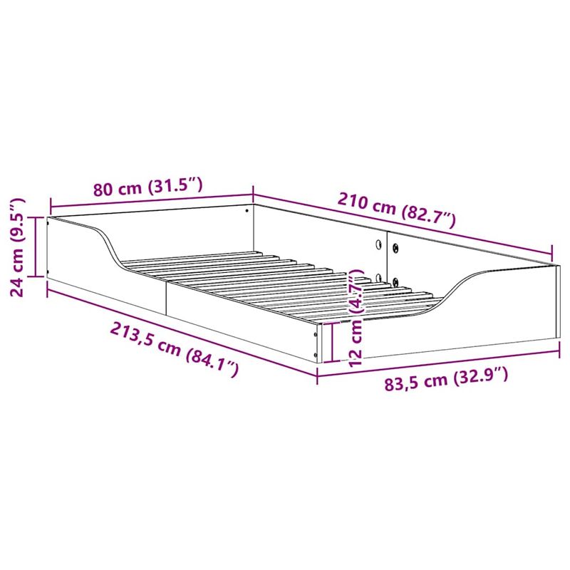 Casa si Gradina - Mobilier - Paturi si accesorii - Paturi - Cadru de pat de podea Alb 80 x 210 cm Lemn de brad solid - Infinity.ro