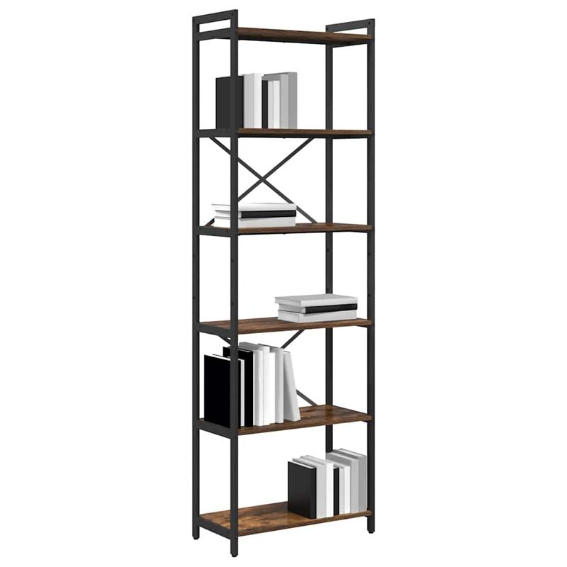 Casa si Gradina - Mobilier - Biblioteci si rafturi - Biblioteci - Biblioteca Stejar afumat 60 x 30 x 188 cm MDF si Otel - Infinity.ro
