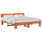 Casa si Gradina - Mobilier - Paturi si accesorii - Paturi - Cadru de pat cu headboard Maro ceruit 180 x 200 cm Lemn de brad - Infinity.ro