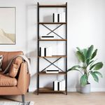 Casa si Gradina - Mobilier - Biblioteci si rafturi - Biblioteci - Biblioteca Stejar afumat 60 x 30 x 188 cm MDF si Otel - Infinity.ro