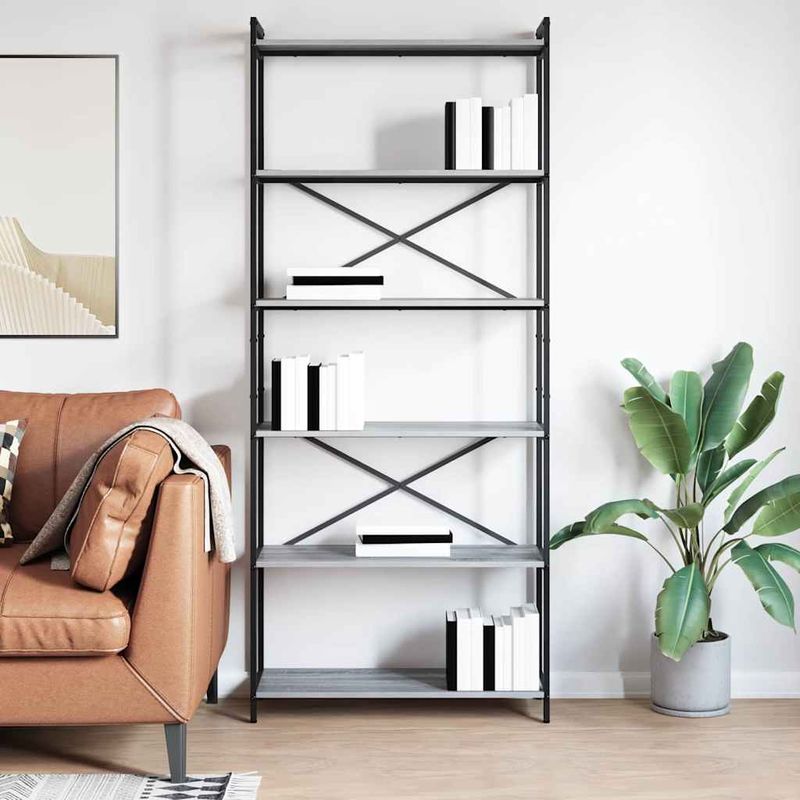 Casa si Gradina - Mobilier - Biblioteci si rafturi - Biblioteci - Biblioteca sonoma gri 80 x 30 x 188 cm Lemn compozit - Infinity.ro
