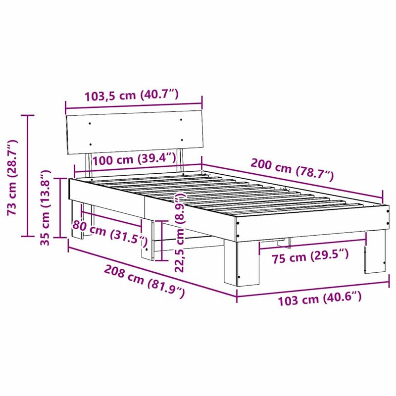 Casa si Gradina - Mobilier - Paturi si accesorii - Paturi - Cadru de pat Maro ceruit 100 x 200 cm Lemn de brad solid - Infinity.ro