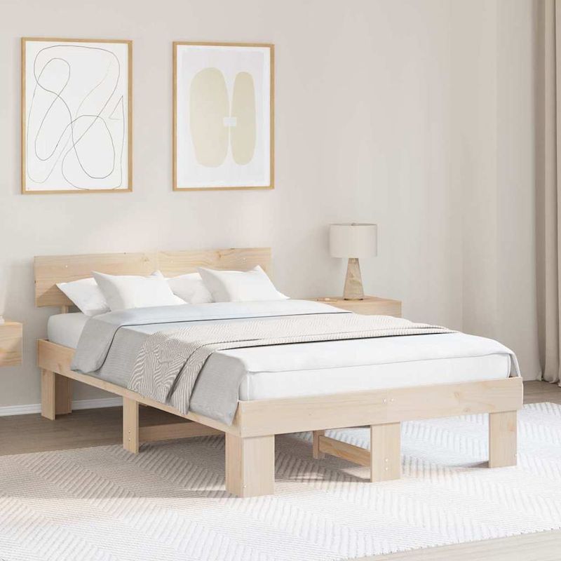 Casa si Gradina - Mobilier - Paturi si accesorii - Paturi - Cadru de pat cu headboard Maro 120 x 200 cm Lemn de brad solid - Infinity.ro