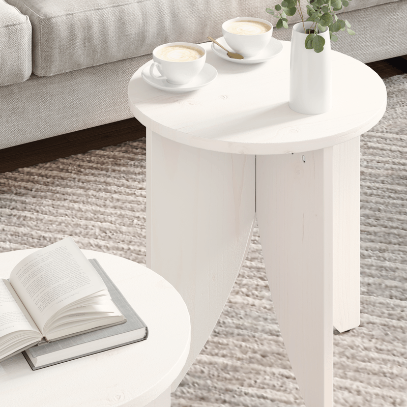 Casa si Gradina - Mobilier - Mese si birouri - Masute de cafea - Set de masute de cafea 2 pcs Alb 41.5 x 41.5 x 44 cm - Infinity.ro