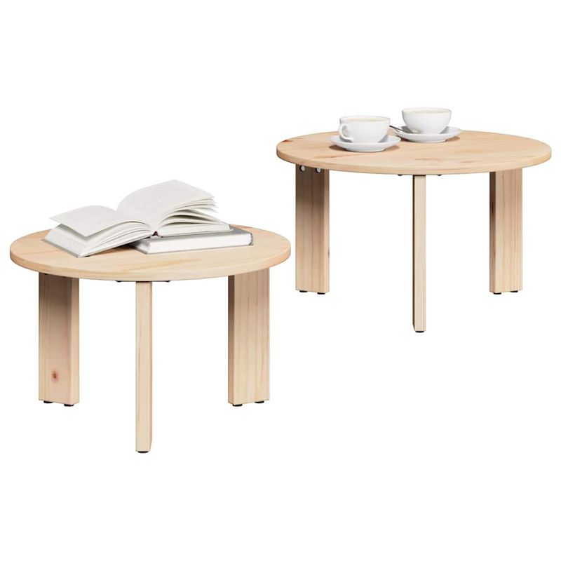 Casa si Gradina - Mobilier - Mese si birouri - Masute de cafea - Set de masute de cafea 2 pcs natural 47.5 x 47.5 x 27 cm - Infinity.ro