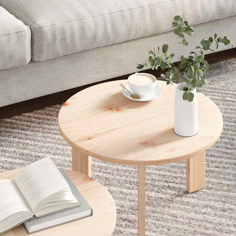 Casa si Gradina - Mobilier - Mese si birouri - Masute de cafea - Set de masute de cafea 2 pcs natural 47.5 x 47.5 x 27 cm - Infinity.ro