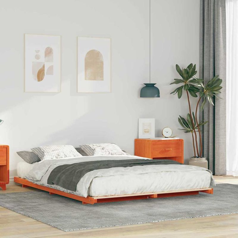Casa si Gradina - Mobilier - Paturi si accesorii - Paturi - Cadru de pat de podea Maro ceruit 140 x 210 cm - Infinity.ro