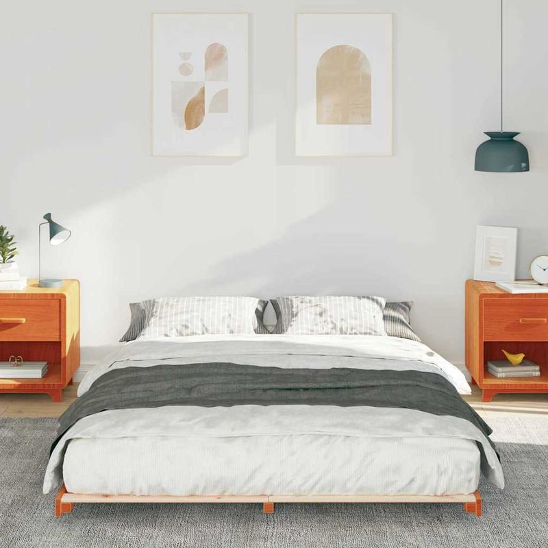 Casa si Gradina - Mobilier - Paturi si accesorii - Paturi - Cadru de pat de podea Maro ceruit 140 x 210 cm - Infinity.ro