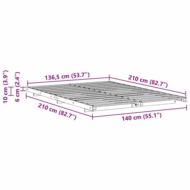 Casa si Gradina - Mobilier - Paturi si accesorii - Paturi - Cadru de pat de podea Maro ceruit 140 x 210 cm - Infinity.ro