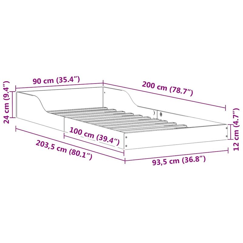 Casa si Gradina - Mobilier - Paturi si accesorii - Paturi - Cadru de pat Alb 90 x 200 cm Lemn masiv de pin - Infinity.ro