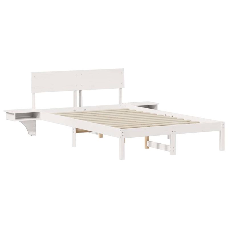 Casa si Gradina - Mobilier - Paturi si accesorii - Paturi - Cadru de pat cu mese laterale cu headboard Alb 140 x 200 cm - Infinity.ro