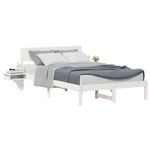 Casa si Gradina - Mobilier - Paturi si accesorii - Paturi - Cadru de pat cu mese laterale cu headboard Alb 140 x 200 cm - Infinity.ro