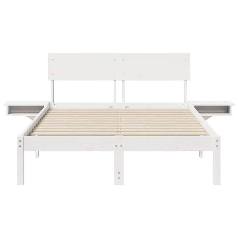 Casa si Gradina - Mobilier - Paturi si accesorii - Paturi - Cadru de pat cu mese laterale cu headboard Alb 140 x 200 cm - Infinity.ro
