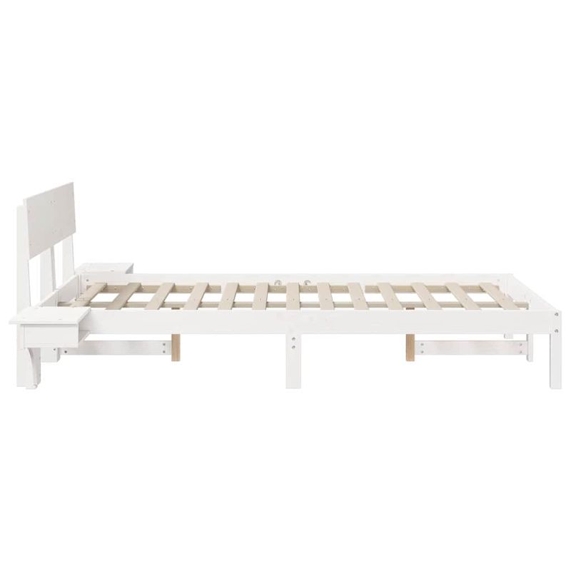 Casa si Gradina - Mobilier - Paturi si accesorii - Paturi - Cadru de pat cu mese laterale cu headboard Alb 140 x 200 cm - Infinity.ro