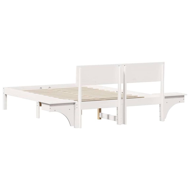 Casa si Gradina - Mobilier - Paturi si accesorii - Paturi - Cadru de pat cu mese laterale cu headboard Alb 140 x 200 cm - Infinity.ro