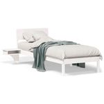 Casa si Gradina - Mobilier - Paturi si accesorii - Paturi - Cadru de pat cu mese laterale Alb 75 x 190 cm Lemn masiv de pin - Infinity.ro