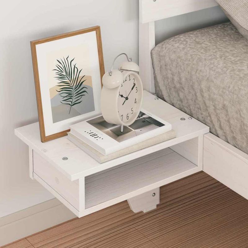 Casa si Gradina - Mobilier - Paturi si accesorii - Paturi - Cadru de pat cu mese laterale Alb 75 x 190 cm Lemn masiv de pin - Infinity.ro
