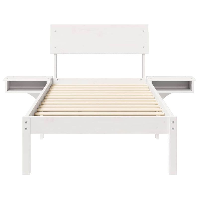 Casa si Gradina - Mobilier - Paturi si accesorii - Paturi - Cadru de pat cu mese laterale Alb 75 x 190 cm Lemn masiv de pin - Infinity.ro