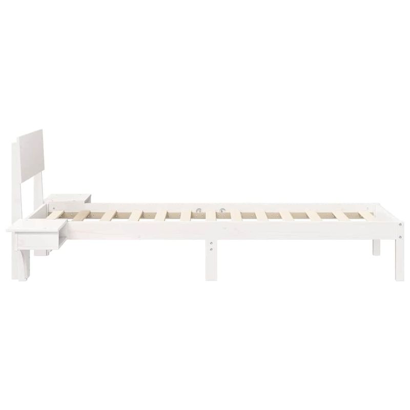 Casa si Gradina - Mobilier - Paturi si accesorii - Paturi - Cadru de pat cu mese laterale Alb 75 x 190 cm Lemn masiv de pin - Infinity.ro