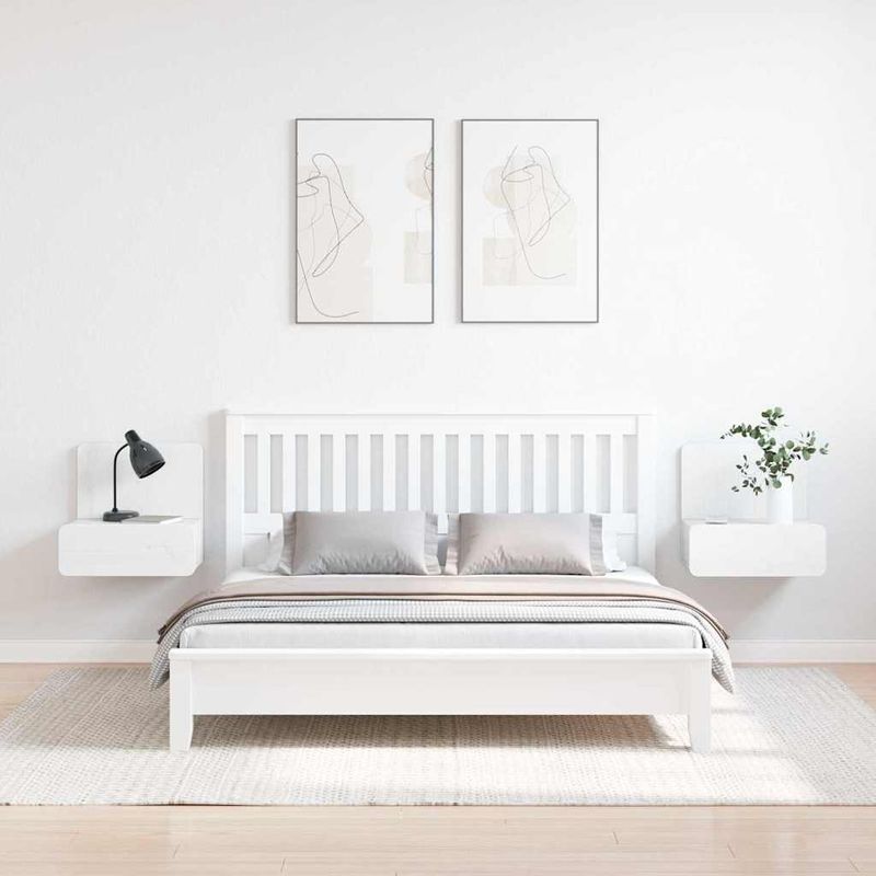 Casa si Gradina - Mobilier - Comode si corpuri - Noptiere - Noptiera Montata pe Perete 2 pcs Alb 44 x 32.5 x 40 cm - Infinity.ro