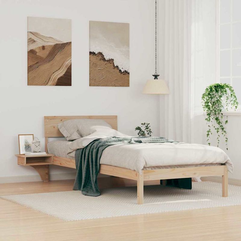 Casa si Gradina - Mobilier - Paturi si accesorii - Paturi - Cadru de pat cu mese laterale cu headboard Maro 90 x 190 cm - Infinity.ro