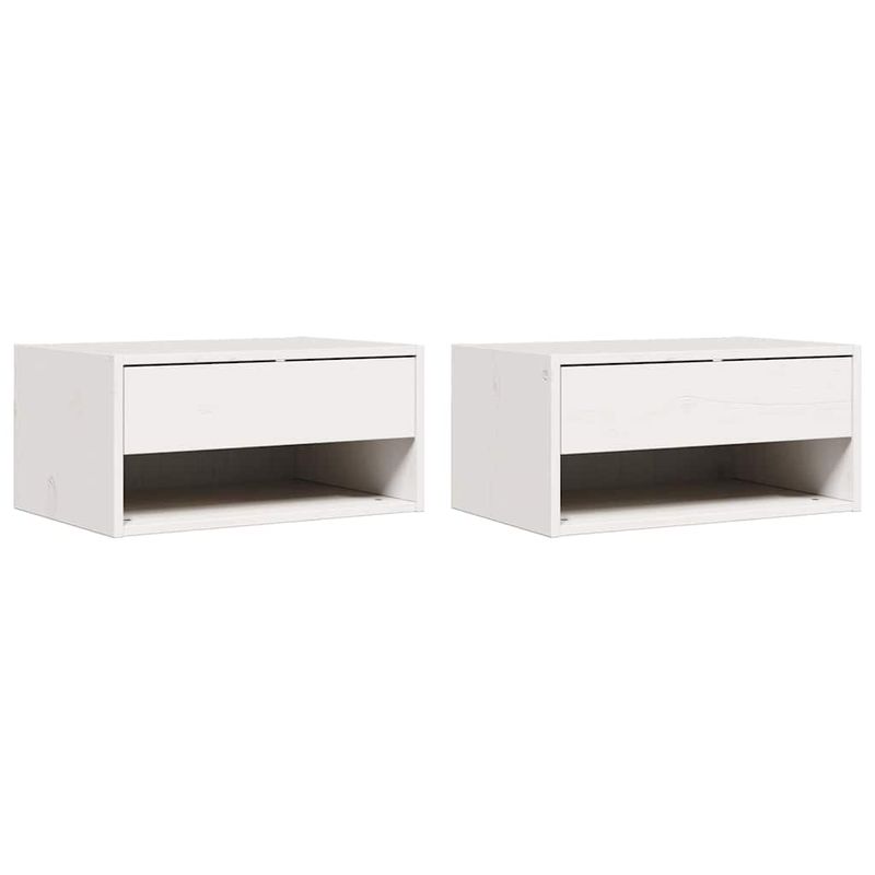 Casa si Gradina - Mobilier - Comode si corpuri - Noptiere - Noptiera Montata pe Perete 2 pcs Alb 50 x 32.5 x 24 cm - Infinity.ro