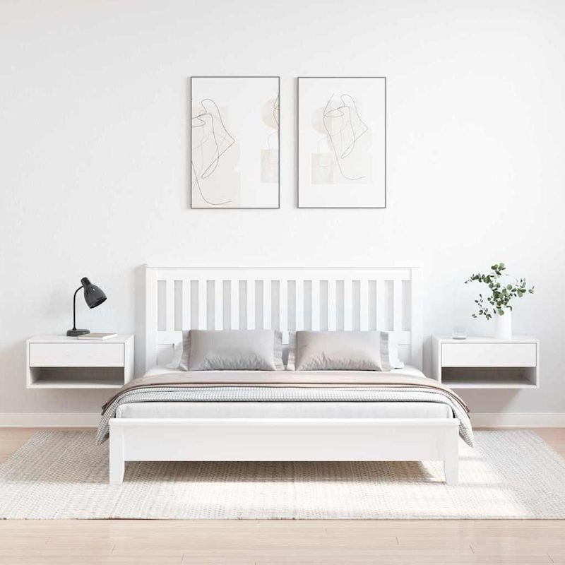 Casa si Gradina - Mobilier - Comode si corpuri - Noptiere - Noptiera Montata pe Perete 2 pcs Alb 50 x 32.5 x 24 cm - Infinity.ro