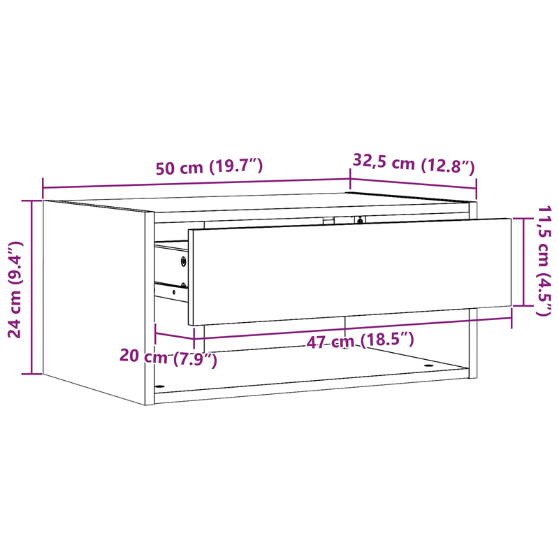 Casa si Gradina - Mobilier - Comode si corpuri - Noptiere - Noptiera Montata pe Perete 2 pcs Alb 50 x 32.5 x 24 cm - Infinity.ro