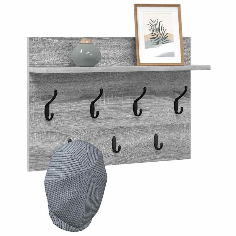 Casa si Gradina - Mobilier - Biblioteci si rafturi - Rafturi - Racator de paltoane montat pe perete sonoma gri 60 x 40 x 12 cm - Infinity.ro