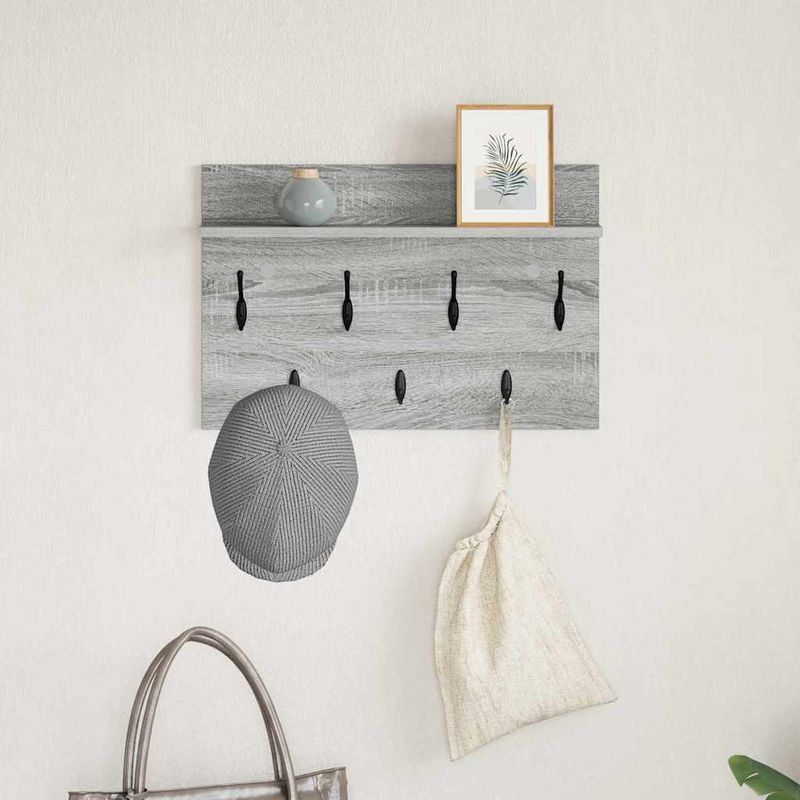 Casa si Gradina - Mobilier - Biblioteci si rafturi - Rafturi - Racator de paltoane montat pe perete sonoma gri 60 x 40 x 12 cm - Infinity.ro