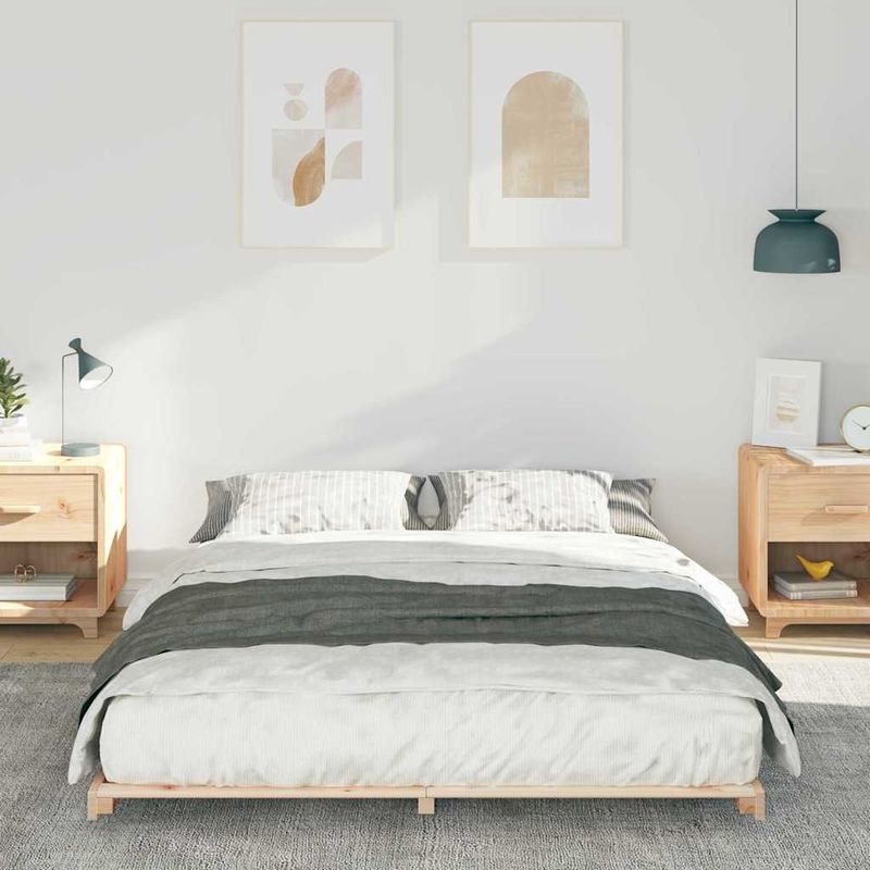 Casa si Gradina - Mobilier - Paturi si accesorii - Paturi - Cadru de pat de podea Maro 150 x 200 cm Lemn masiv de pin - Infinity.ro