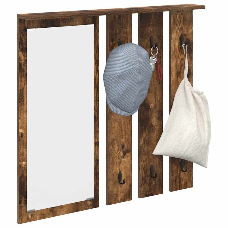 Casa si Gradina - Mobilier - Biblioteci si rafturi - Rafturi - Racator de paltoane montat pe perete cu raft Pe perete cu oglinda Stejar afumat - Infinity.ro