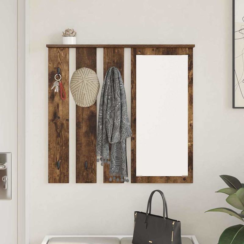 Casa si Gradina - Mobilier - Biblioteci si rafturi - Rafturi - Racator de paltoane montat pe perete cu raft Pe perete cu oglinda Stejar afumat - Infinity.ro