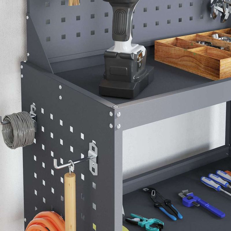 Casa si Gradina - Constructii - Depozitare, transport si protectie - Organizatoare si cutii scule - Carucior pentru unelte cu raft cu roata cu depozitare Manual Antracit 65 x 35 x 111 cm - Infinity.ro