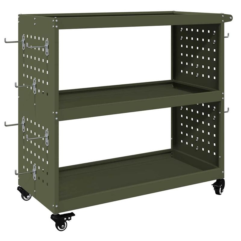 Casa si Gradina - Constructii - Depozitare, transport si protectie - Organizatoare si cutii scule - Carucior pentru unelte cu raft cu roata Olivengrønn 75 x 35 x 73 cm - Infinity.ro