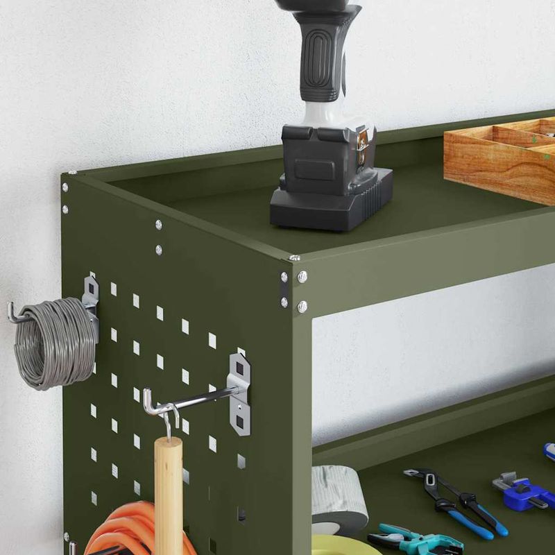 Casa si Gradina - Constructii - Depozitare, transport si protectie - Organizatoare si cutii scule - Carucior pentru unelte cu raft cu roata Olivengrønn 75 x 35 x 73 cm - Infinity.ro