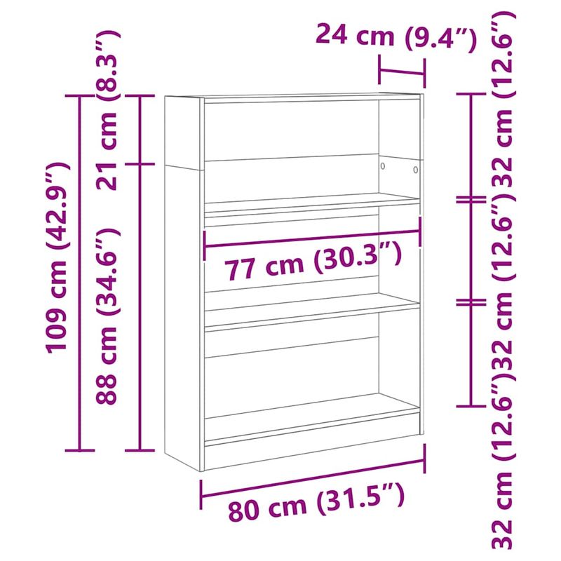 Casa si Gradina - Mobilier - Biblioteci si rafturi - Biblioteci - Biblioteca Stejar negru 80 x 24 x 109 cm PAL - Infinity.ro