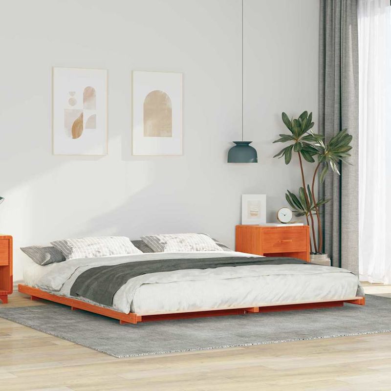 Casa si Gradina - Mobilier - Paturi si accesorii - Paturi - Cadru de pat de podea Maro ceruit 180 x 210 cm - Infinity.ro