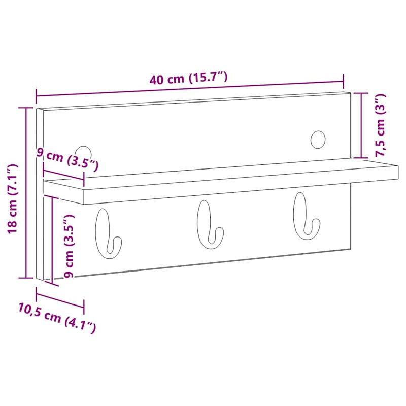 Casa si Gradina - Mobilier - Biblioteci si rafturi - Rafturi - Racator de paltoane montat pe perete Alb 40 x 10.5 x 18 cm - Infinity.ro