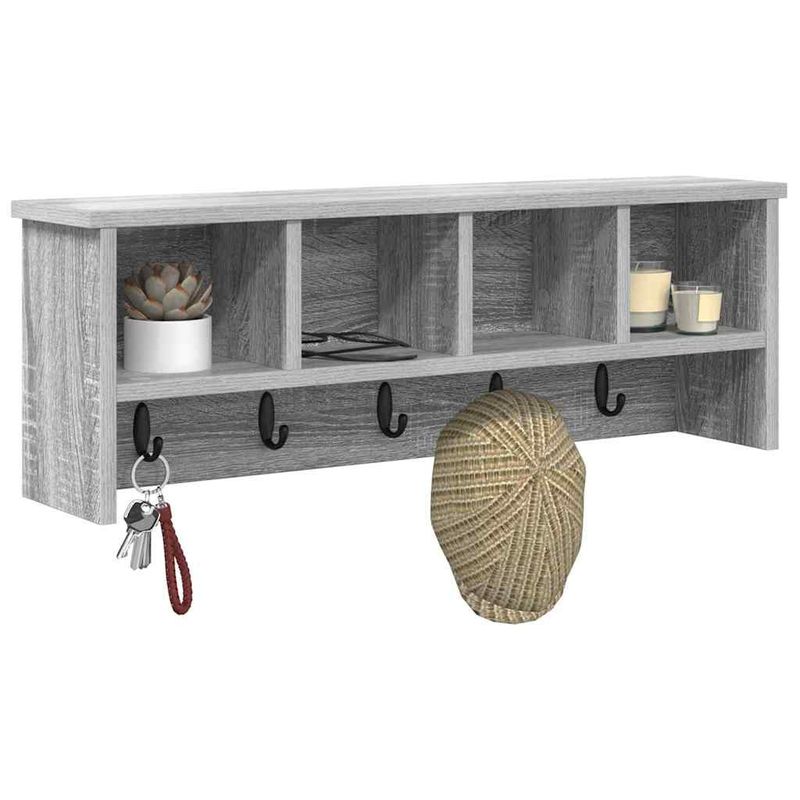 Casa si Gradina - Mobilier - Biblioteci si rafturi - Rafturi - Racator de paltoane montat pe perete sonoma gri 75 x 16 x 26 cm - Infinity.ro