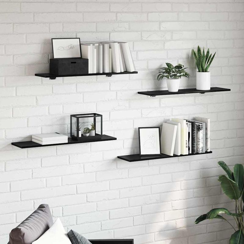 Casa si Gradina - Mobilier - Biblioteci si rafturi - Rafturi - Placa Raft pentru Carti 4 pcs Negru 100 x 40 x 1.5cm PAL - Infinity.ro