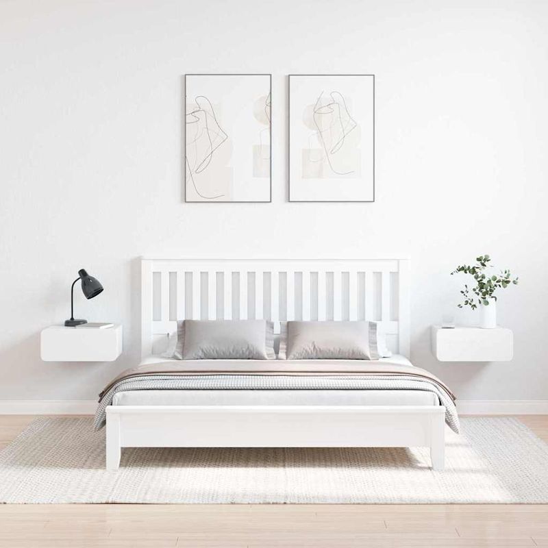 Casa si Gradina - Mobilier - Comode si corpuri - Noptiere - Noptiera Montata pe Perete 2 pcs Alb 39 x 34 x 16.5 cm - Infinity.ro