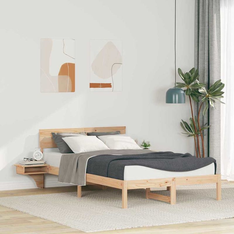 Casa si Gradina - Mobilier - Paturi si accesorii - Paturi - Cadru de pat cu mese laterale cu headboard Maro 140 x 200 cm - Infinity.ro