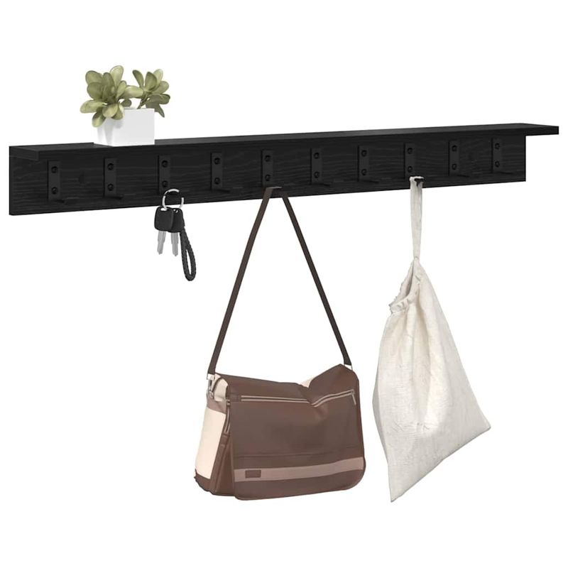 Casa si Gradina - Mobilier - Biblioteci si rafturi - Rafturi - Racator de paltoane montat pe perete cu raft Pe perete Stejar negru - Infinity.ro