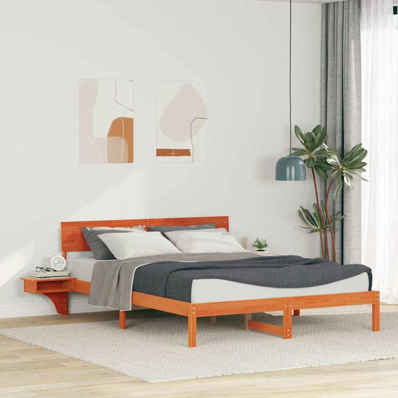 Casa si Gradina - Mobilier - Paturi si accesorii - Paturi - Cadru de pat cu mese laterale Maro ceruit 160 x 200 cm - Infinity.ro