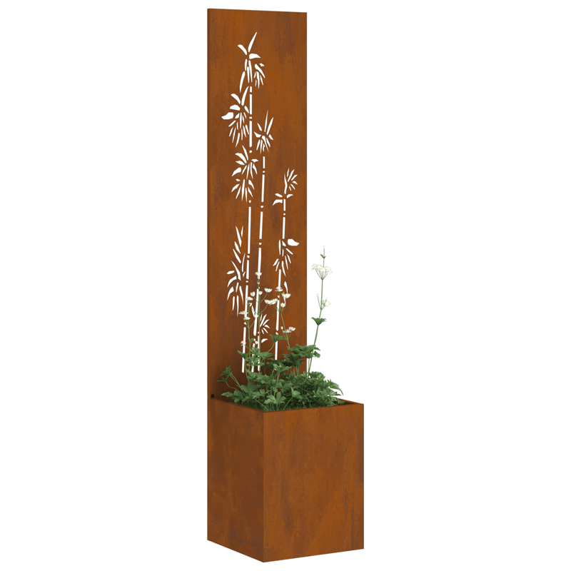 Casa si Gradina - Gradinarit si plante - Plante si ghivece - Ghivece si suporturi - Ghiveci de Gradina cu Panou Decorativ Ruginit 32 x 140 cm - Infinity.ro