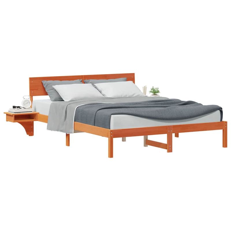 Casa si Gradina - Mobilier - Paturi si accesorii - Paturi - Cadru de pat cu mese laterale Maro ceruit 160 x 200 cm - Infinity.ro
