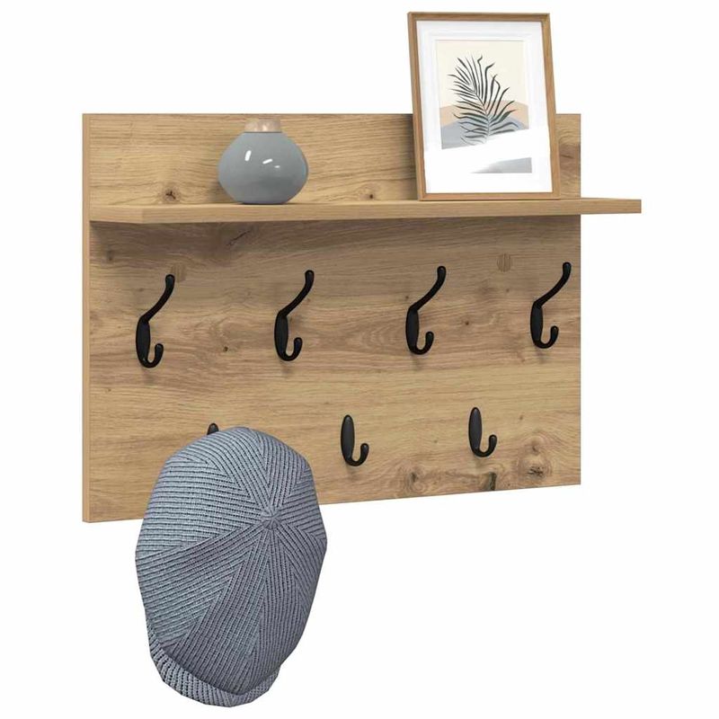 Casa si Gradina - Mobilier - Biblioteci si rafturi - Rafturi - Racator de paltoane montat pe perete cu raft Pe perete stejar artizanal - Infinity.ro