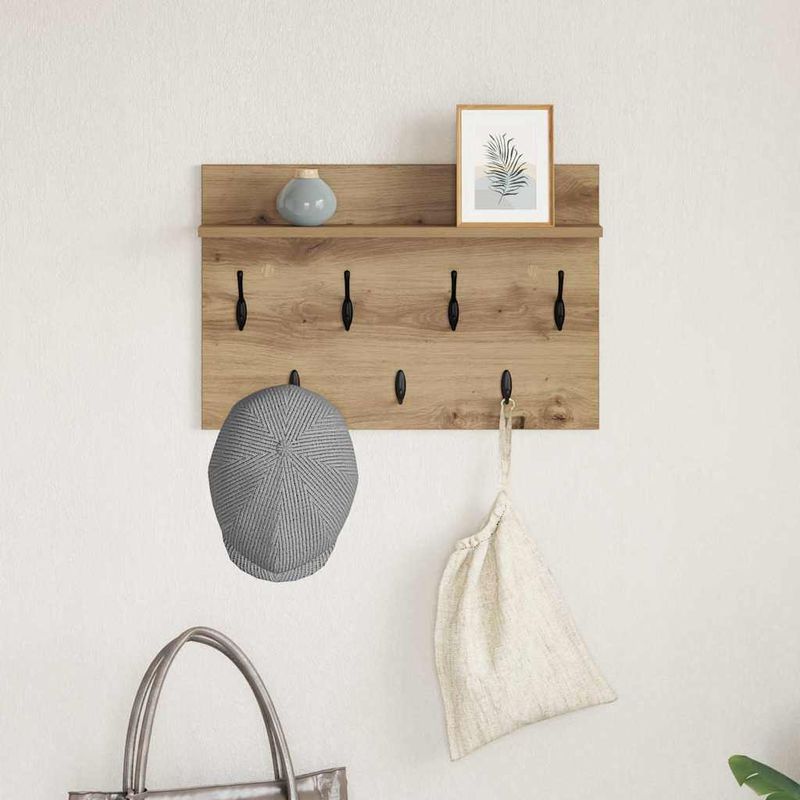 Casa si Gradina - Mobilier - Biblioteci si rafturi - Rafturi - Racator de paltoane montat pe perete cu raft Pe perete stejar artizanal - Infinity.ro